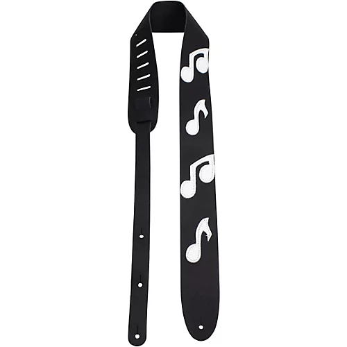 Perri's Music Notes Leather Guitar Strap Black 2.5 in.