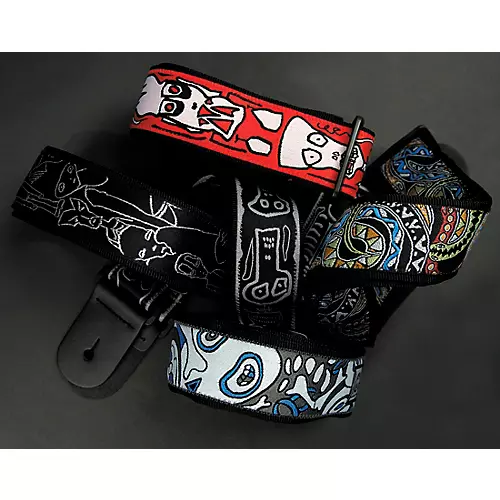 D'Addario Joe Satriani Nylon Guitar Strap Black/Red/Green Snakes Mosaic