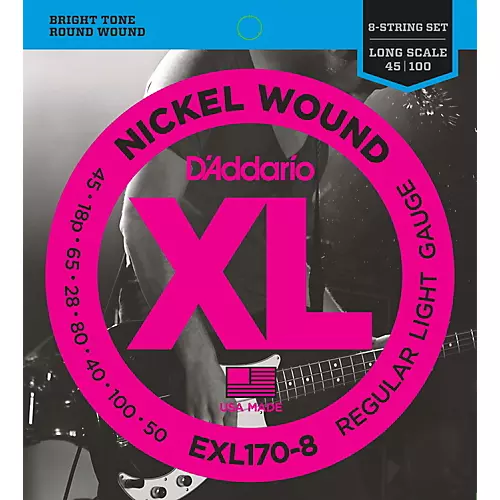 D'Addario EXL170-8 Nickel Wound Electric Bass Strings 8-String Soft/Long
