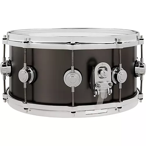 DW Collector's Series Satin Black Over Brass Snare Drum With Die Cast Hoops 14 x 6.5 in. Satin Black Over Brass