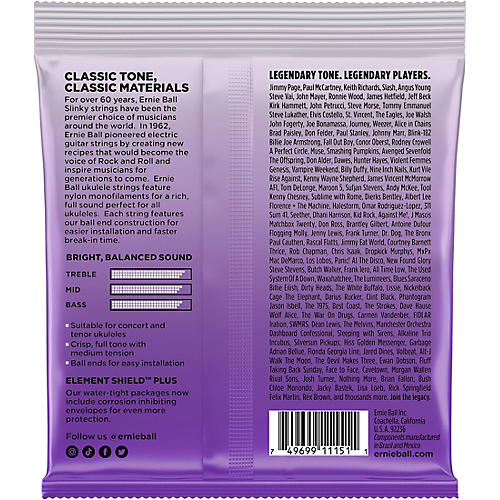 Ernie Ball Concert & Tenor Nylon Ball-End With Wound G Ukulele Strings