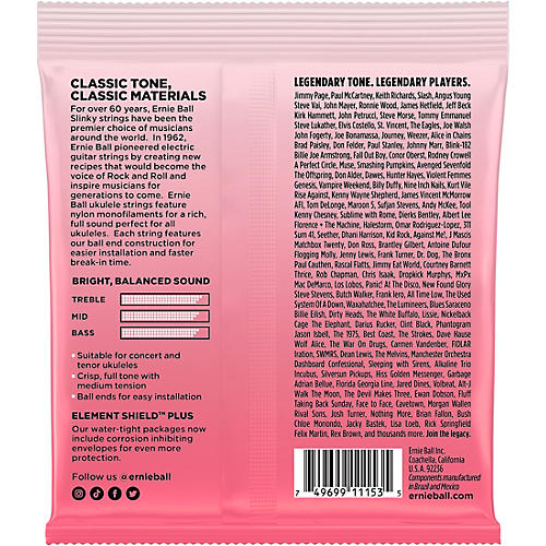 Ernie Ball Concert & Tenor Nylon Ball End Wound G Ukulele Strings - Clear