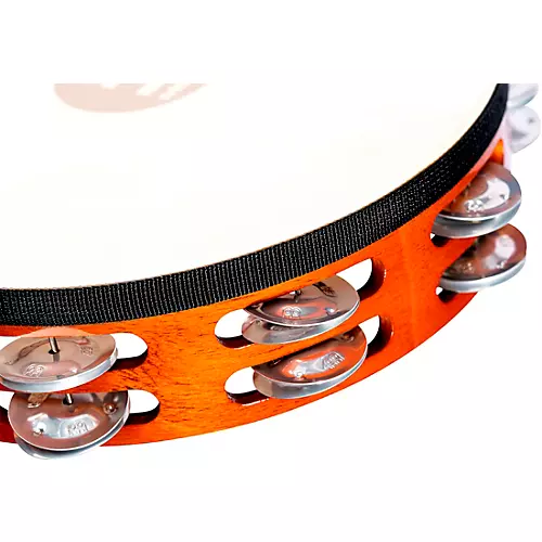 MEINL Goat-Skin Wood Tambourine Two Rows Aluminum Jingles African Brown