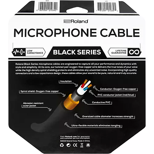 Roland Black Series XLR Microphone Cable 20 ft. Black