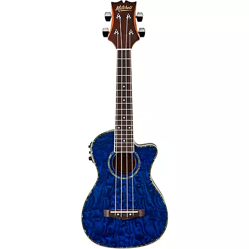 Mitchell MU80XCE-QAB-BL Exotic Acoustic-Electric Cutaway Ukulele Quilt Ash Burl Blue