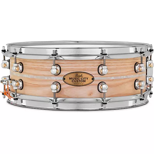 Pearl Music City Custom Solid Shell Snare Ash with Nicotine Marine Inlay 14 x 5 in.