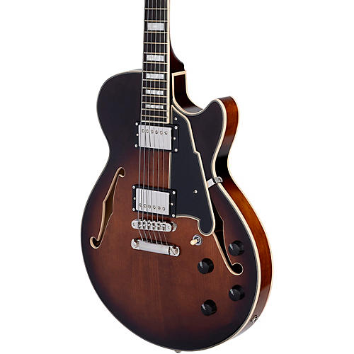 D'Angelico Premier SS Semi-Hollow Electric Guitar With Stopbar Tailpiece Brown Burst
