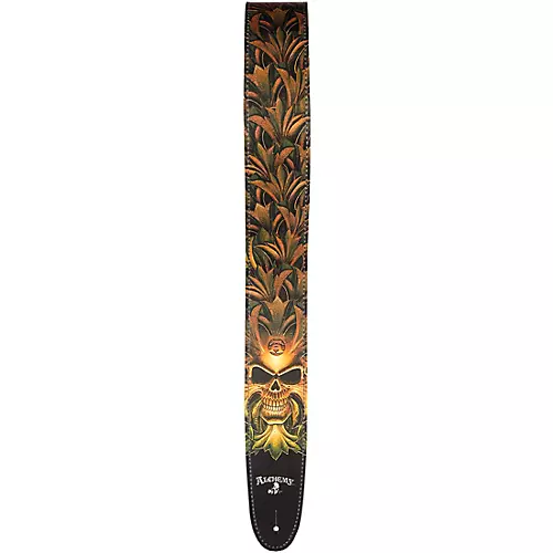 D'Addario Alchemy Leather Guitar Strap, Cryptorosa Skull 2.5 in.