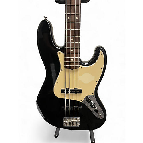 Used 2010s Fender American Standard Jazz Bass Black Electric Bass Guitar Black