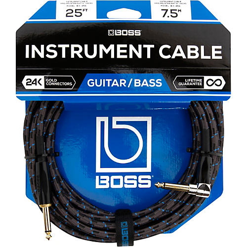 BOSS BIC-25A Angled to Straight Instrument Cable, 25' 2-Pack