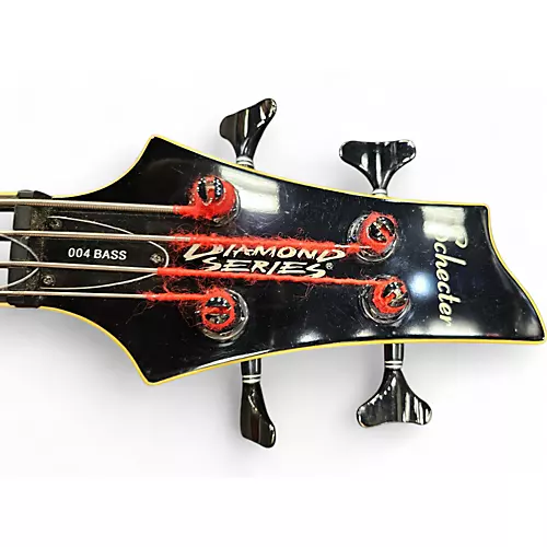 Used Schecter Guitar Research 004 diamond series Trans Red Electric Bass Guitar Trans Red