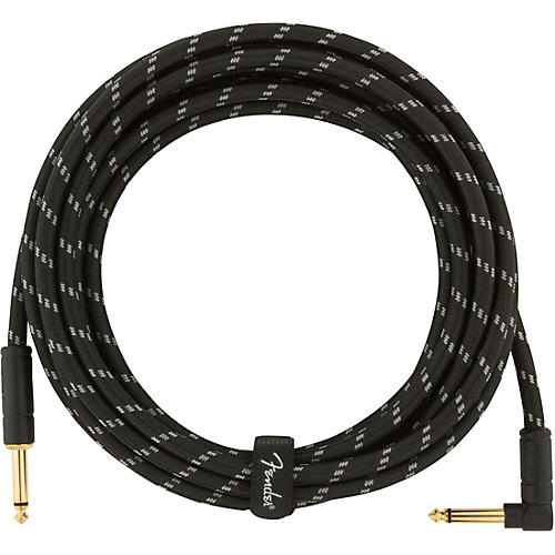 Fender Deluxe Series Straight to Angle Instrument Cable 18.6 ft. Yellow Tweed