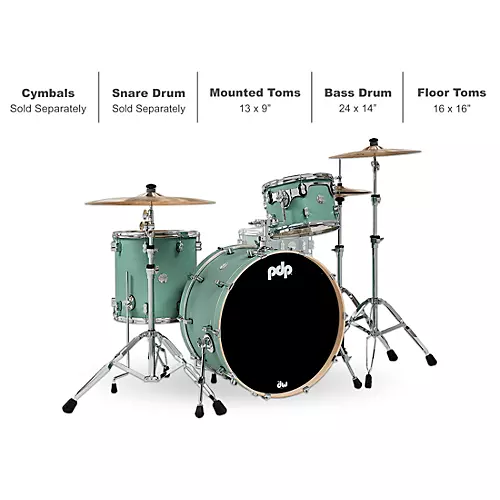 PDP by DW Concept Maple 3-Piece Rock Shell Pack With Chrome Hardware Twisted Ivory