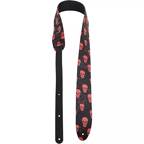 Perri's Direct to Leather Red Skulls Guitar Strap 2.5 in.