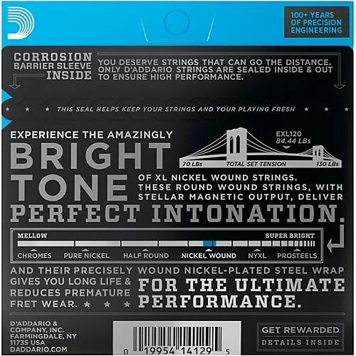 D'Addario EXL120 Nickel Super Light Electric Guitar Strings Single-Pack