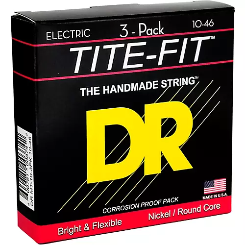 DR Strings MT-10 Tite-Fit Medium Electric Guitar Strings 3-Pack