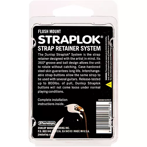 Dunlop Straplok Flush Mount Strap Retainer System Brass