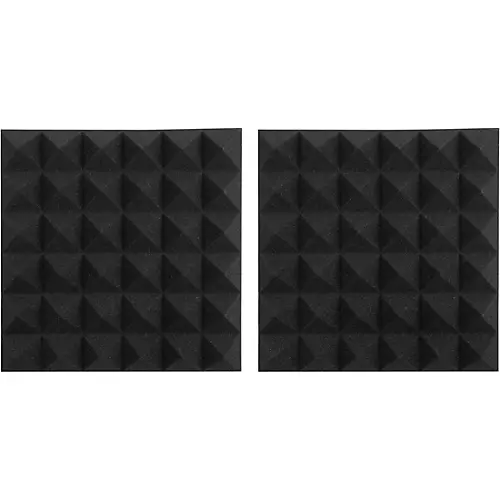 Gator GFW-ACPNL1212P-2PK Pair of 2 Inch - Thick Acoustic Foam Pyramid Panels 12x12 Charcoal