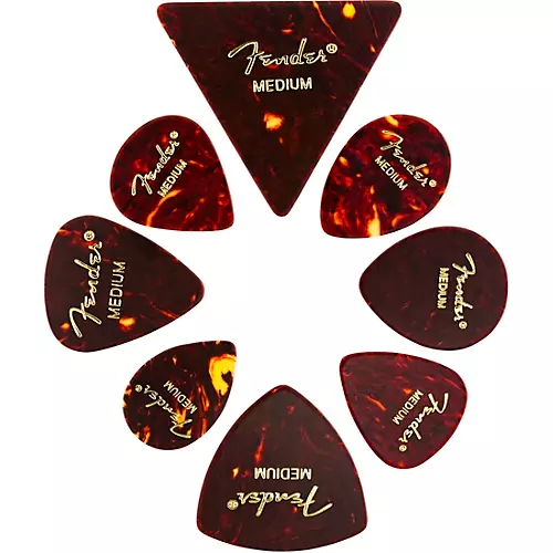 Fender All Shapes Celluloid Medley, Medium Guitar Picks 8-Pack Medium