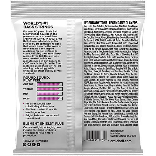 Ernie Ball Power Slinky Flatwound Short Scale Electric Bass Strings (50 - 110)