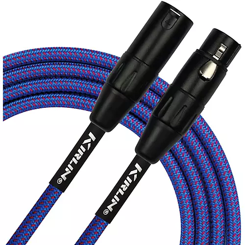 Kirlin XLR Male To XLR Female Microphone Cable - Royal Blue Woven Jacket 10 ft.