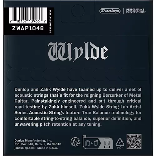 Dunlop Zakk Wylde String Lab Phosphor Bronze Acoustic Guitar Strings 12 - 54