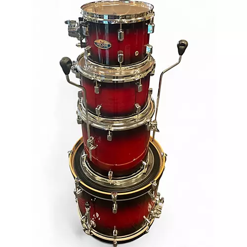 Used Pearl 4 Piece Pro Decade Maple Red to Black Fade Drum Kit Red to Black Fade