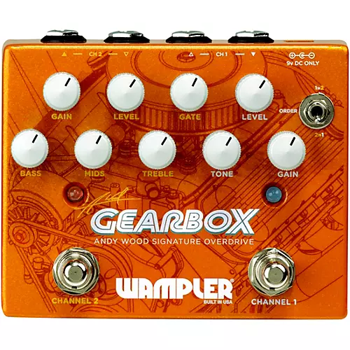 Wampler GEARBOX Andy Wood Signature Overdrive Effects Pedal Orange