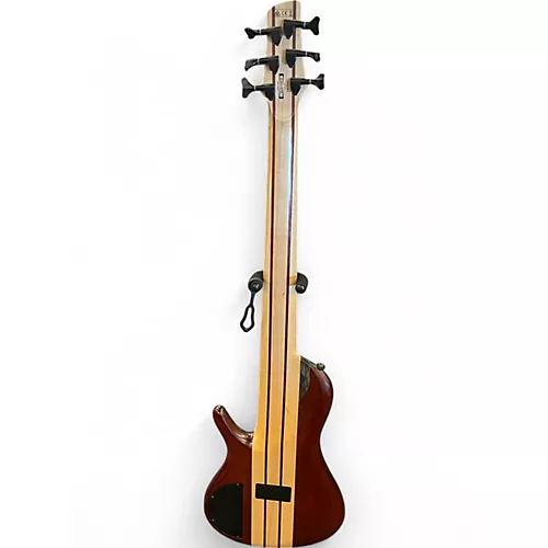 Used Ibanez SRSC806 Grey Burl  Electric Bass Guitar Grey Burl