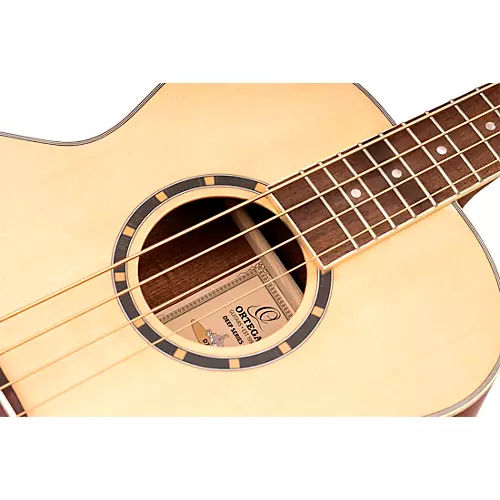 Ortega D7E 4-String Acoustic/Electric Bass Guitar Satin Black