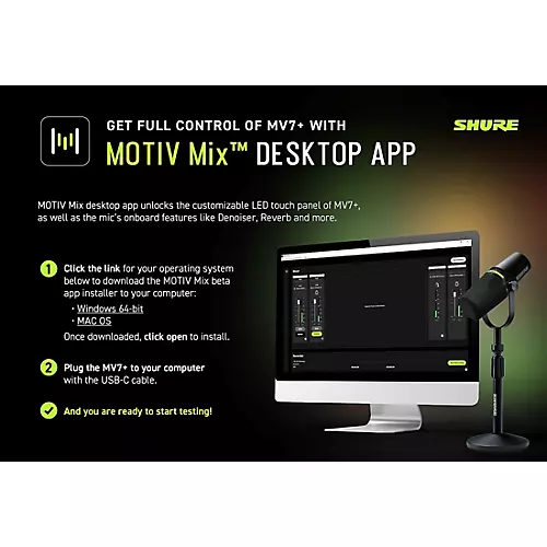 Shure MV7+ Podcast Kit With Stand Black