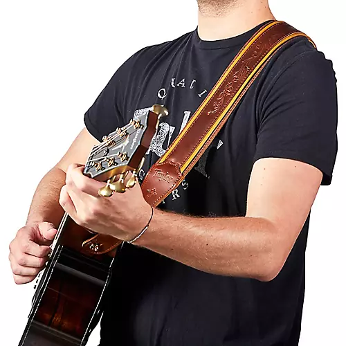 Taylor Nouveau Leather Guitar Strap Distressed Brown 2.5 in.