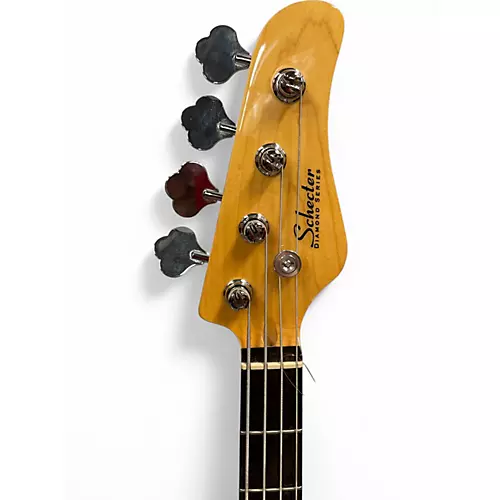 Used Schecter Guitar Research Diamond P Custom White Electric Bass Guitar White