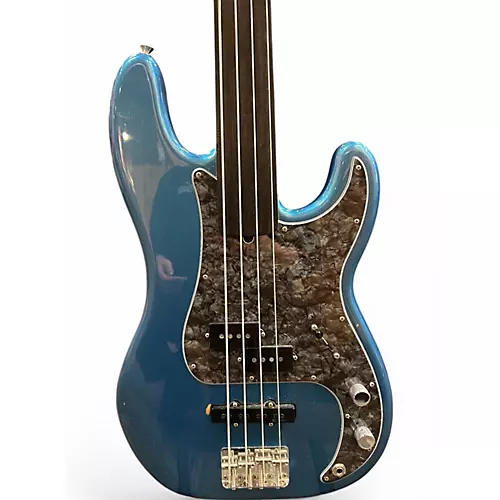 Used Fender Tony Franklin Signature Fretless Precision Bass Blue Electric Bass Guitar Blue