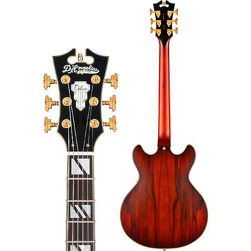 D'Angelico Deluxe Mini DC Semi-Hollow Electric Guitar Satin Trans Wine