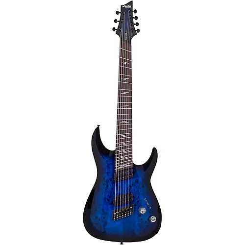 Schecter Guitar Research Omen Elite-7 MS Electric Guitar See-Thru Blue Burst
