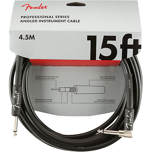Fender Professional Series Straight to Angle Instrument Cable 25 ft. Black