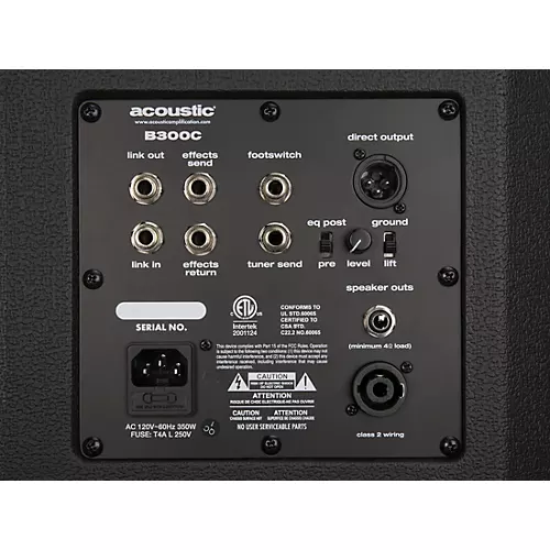 Acoustic B300C 1X15 300W Bass Combo With Tilt-Back Cabinet