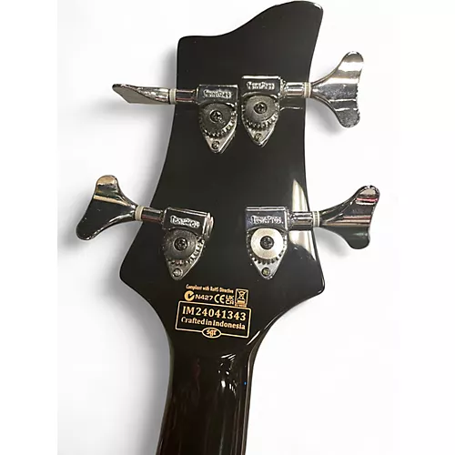 Used Schecter Guitar Research Stargazer4 string black n white Electric Bass Guitar black n white
