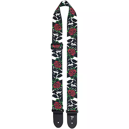 Perri's Skull & Roses Polyester Guitar Strap Black 2 in.