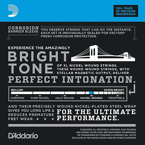 D'Addario EXL170-12 XL Light Long Scale 12-String Nickel Electric Bass Strings