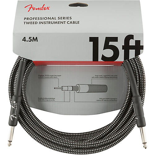 Fender Professional Series Straight to Straight Instrument Cable 15 ft. White Tweed