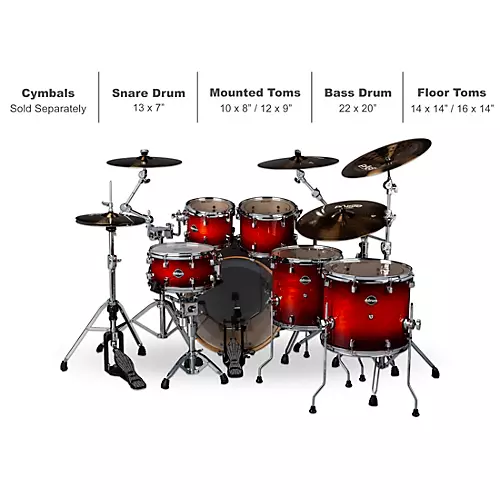 Ddrum Dominion Birch 6-Piece Shell Pack With Ash Veneer Trans Black