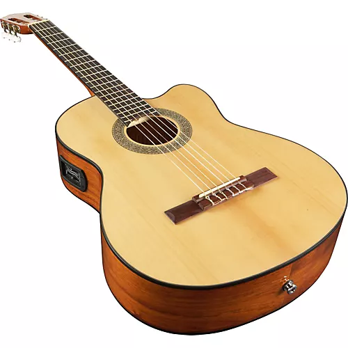 Lucero LC100CE Cutaway Classical Acoustic-Electric Guitar Natural