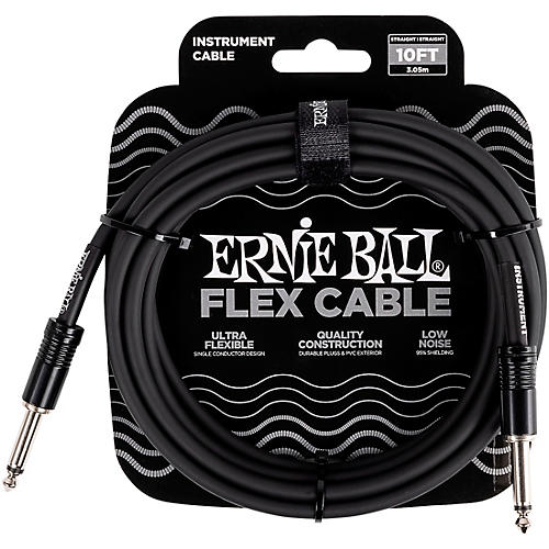 Ernie Ball Flex Instrument Cable Straight/Straight 10 ft. Black