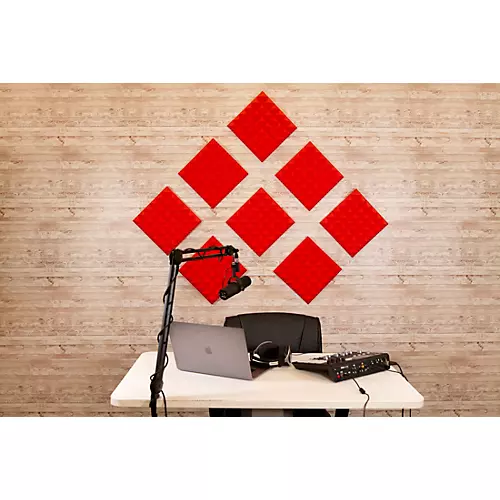 Gator GFW-ACPNL1212P-8PK Eight (8) Pack of 2 Inch -Thick Acoustic Foam Pyramid Panels 12x12 Red