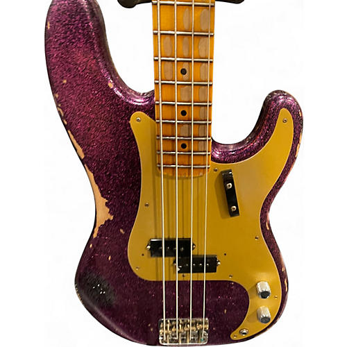 Used 2022 Fender 58 p-bass hvy rel aged magenta sparkle Electric Bass Guitar aged magenta sparkle