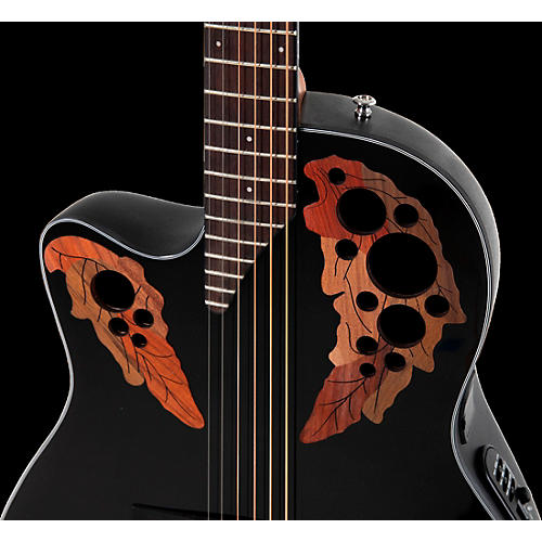 Ovation CE44L Celebrity Series Elite Mid-Depth Left-Handed Acoustic-Electric Guitar Black