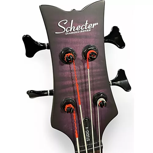 Used Schecter Guitar Research Stiletto Studio 4 Trans Purple Electric Bass Guitar Trans Purple