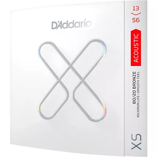 D'Addario XS Acoustic 80/20 Bronze Coated Guitar Strings Light Top/Medium Bottom (12-56)